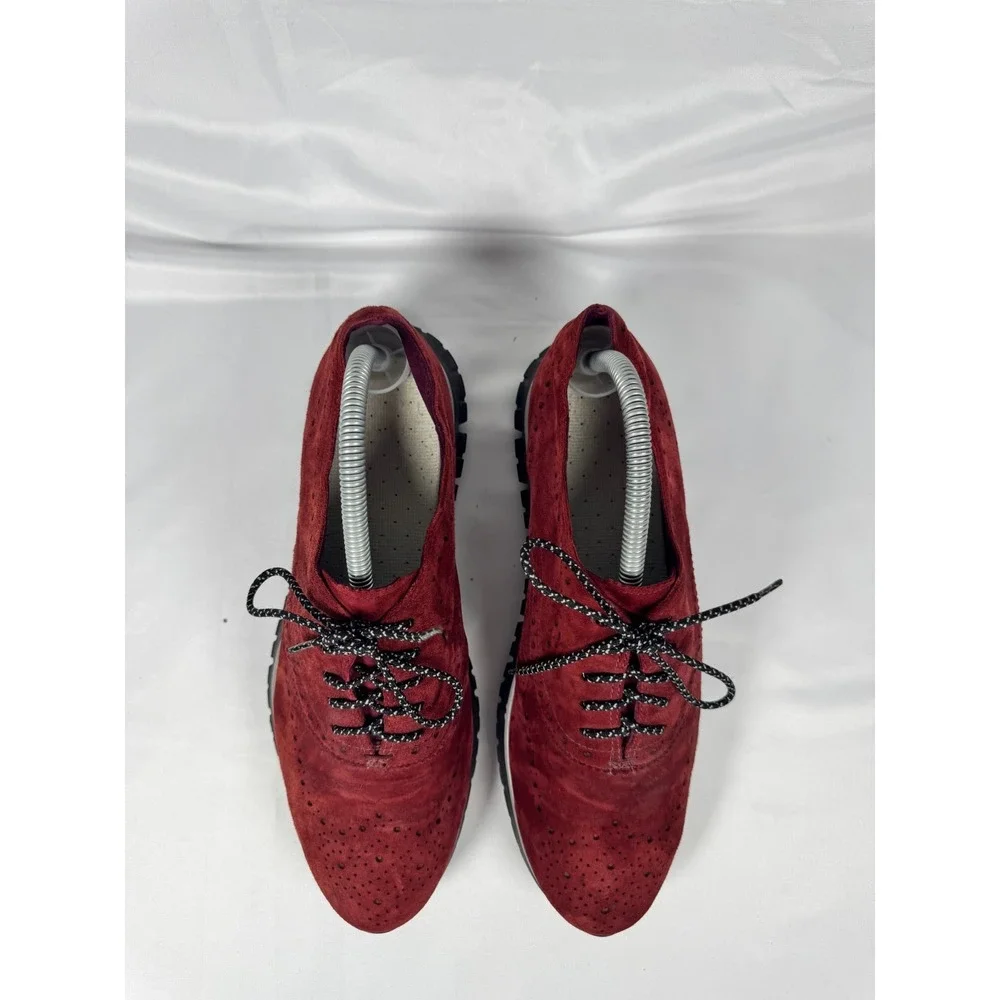 Cole Haan Zerogrand W01615 Women 9.5 B Dress Shoes Burgundy Suede Wingtip Oxford